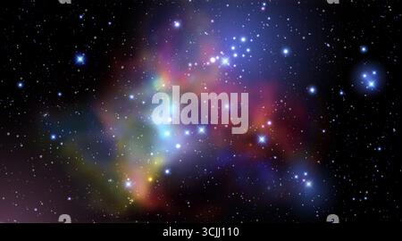 Illustration vectorielle d'une galaxie réaliste dans l'espace profond avec des étoiles brillantes et de la poussière cosmique Illustration de Vecteur