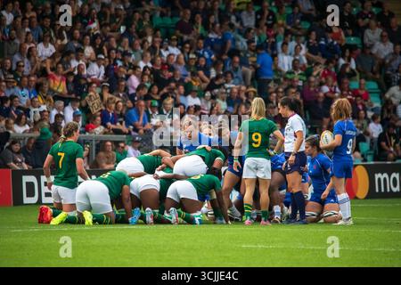 Northampton, Royaume-Uni, le 7 septembre 2025 la France se bat avec l'Afrique du Sud dans la poule d, Coupe du monde de rugby féminin, Cinch Stadium, Franklins Gardens, Northampton, Royaume-Uni. Alex Williams / Alamy Live News Banque D'Images