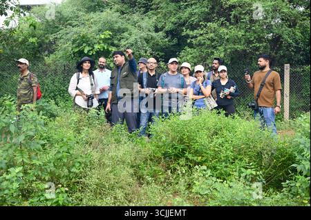 Gurugram, Inde. 07 septembre 2025. GURUGRAM, INDE - 7 SEPTEMBRE : les membres du Wildlife Photographers collective of India (WPCI) ont été organisés une marche des papillons et des papillons de nuit à l'occasion du mois des papillons au parc de biodiversité d'Aravali, le 7 septembre 2025 à Gurugram, en Inde. (Photo de Parveen Kumar/Hindustan Times/Sipa USA ) crédit : Sipa USA/Alamy Live News Banque D'Images
