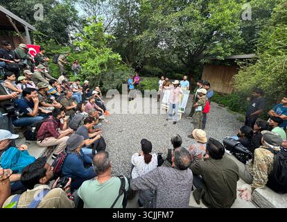 Gurugram, Inde. 07 septembre 2025. GURUGRAM, INDE - 7 SEPTEMBRE : les membres du Wildlife Photographers collective of India (WPCI) ont été organisés une marche des papillons et des papillons de nuit à l'occasion du mois des papillons au parc de biodiversité d'Aravali, le 7 septembre 2025 à Gurugram, en Inde. (Photo de Parveen Kumar/Hindustan Times/Sipa USA ) crédit : Sipa USA/Alamy Live News Banque D'Images