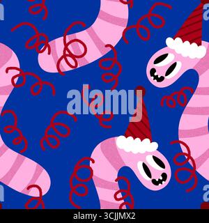 Chenilles de Noël pour enfants modèle sans couture vers pour tissus et textiles et emballages et linge de maison et papier d'emballage d'hiver Banque D'Images