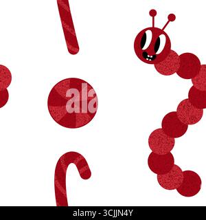 Chenilles de Noël pour enfants modèle sans couture vers pour tissus et textiles et emballages et linge de maison et papier d'emballage d'hiver Banque D'Images