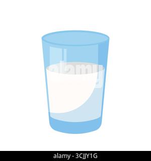 Un verre de lait. Illustration vectorielle dans le style de dessin animé plat. Illustration de Vecteur