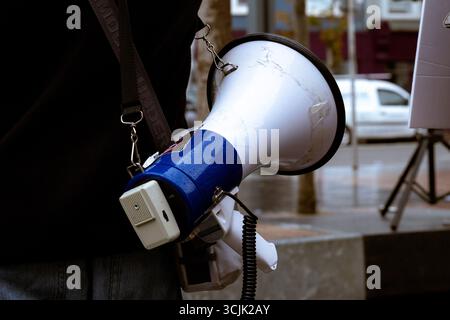 Cork, Irlande. 6 septembre 2025. Mégaphone, prise lors du rassemblement de la campagne de solidarité de Cork Palestine dans le comté de Cork. (Crédit image : © Annabelle Hamil/ZUMA Press Wire) USAGE ÉDITORIAL SEULEMENT ! Non destiné à UN USAGE commercial ! Banque D'Images