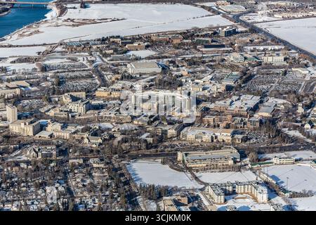 Vue aérienne de la région de Saskatoon de l'Université de la Saskatchewan. 26 février 2016 Banque D'Images