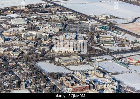 Vue aérienne de la région de Saskatoon de l'Université de la Saskatchewan. 26 février 2016 Banque D'Images