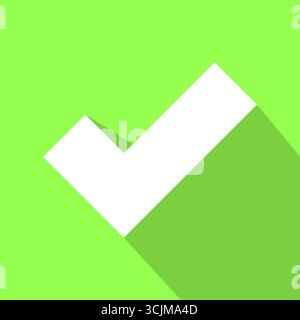 Icône de coche. Signe tâche terminée. Graphique du vecteur d'approbation. Illustration d'ombre longue. SPE 10. Illustration de Vecteur