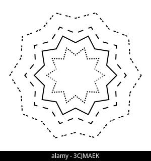 Symbole étoile en pointillés. Forme à huit pointes. Illustration d'ornement concentrique. Conception Vector Splash. SPE 10. Illustration de Vecteur