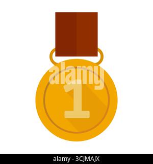 Icône de médaille d'or. Symbole de réussite. Prix numéro un. Vecteur de première place. SPE 10. Illustration de Vecteur