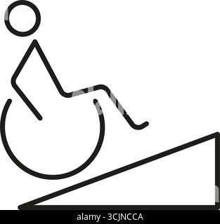 Icône de ligne de rampe d'accès en fauteuil roulant. Symbole d'accès aux personnes handicapées, de soutien à la mobilité et de conception inclusive. Environnement sans obstacle. Modifiable Illustration de Vecteur