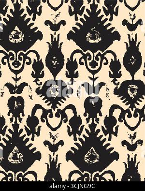 Ethnie abstraite ikat compris Modèle sans couture dans tribal, broderie folklorique et style mexicain. Imprimé décoratif d'art géométrique aztèque. Conception pour tapis, wallpa Illustration de Vecteur