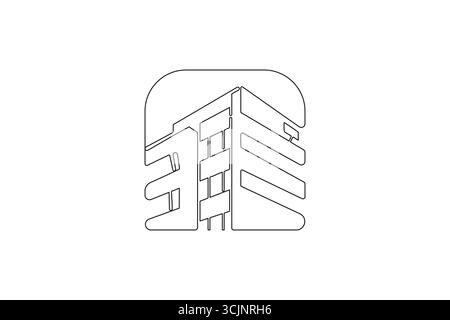 Immeuble de bureaux en continu dessin d'une ligne vecteur de contour minimaliste Illustration de Vecteur