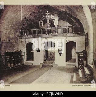 Nazareth, Ancient synagogue photographie historique en noir et blanc par J. H. Halladjian, publié en 1900 Banque D'Images