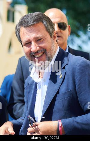 News - Matteo Salvini ouvre la campagne électorale de la Lega en Calabre pour les élections régionales avec Roberto Occhiuto e Claudio Durigon Matteo Salvini ouvre la campagne électorale de la Legas en Calabre pour les élections régionales. Pendant Matteo Salvini ouvre la campagne électorale de la Ligue en Calabre pour les élections régionales avec Roberto Occhiuto e Claudio Durigon, News in Catanzaro, Italy, September 08 2025 Catanzaro Parco biodiversita mediterranea Michele Traversa Italy Copyright : xAntonioxMoniacix/xLiveMediax LPN 2014759 Banque D'Images