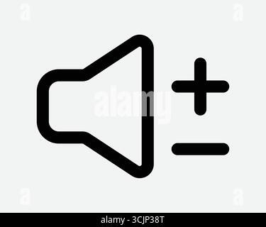 Réglage du volume du haut-parleur Haut-parleur Bas réglage du son cadran augmenter diminuer plus moins Noir symbole de ligne de contour graphique de commande du bouton audio Illustration de Vecteur