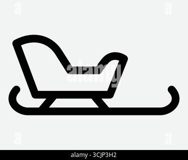 Noël Santa Sleigh Line icône véhicule de neige pour le transport hiver transport de glace traîneau tirant Pull Ride Riding Design graphique illustration graphique symbole Art Illustration de Vecteur