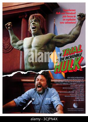 LOU FERRIGNO ET BILL BIXBY DANS LE PROCÈS DE L'INCROYABLE HULK (1989), RÉALISÉ PAR BILL BIXBY. Crédit : Bixby-Brandon Productions / New World International / album Banque D'Images