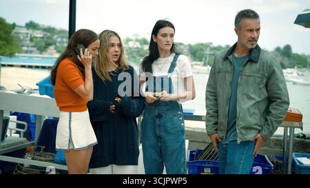 FREDDIE PRINZE JR., MADELYN CLINE, CHASE SUI WONDERS ET SARAH PIDGEON DANS I KNOW WHAT YOU DID LAST SUMMER (2025), RÉALISÉ PAR JENNIFER KAYTIN ROBINSON. Crédit : film original / Sony Pictures / album Banque D'Images
