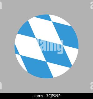 Drapeau rond de Bavière. Encercler le drapeau de l'État allemand libre de Bavière. Illustration de Vecteur