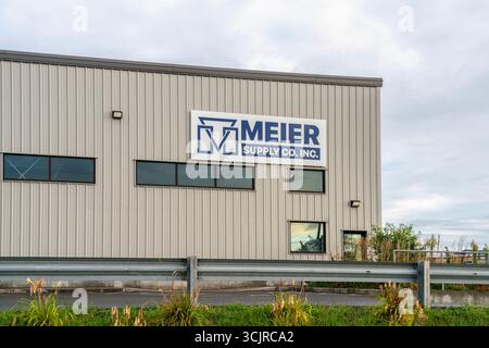 Utica, NY - Aug 17, 2025 : vue rapprochée de Meier Supply Co., Inc. est un distributeur en gros HVAC / R détenu par ses employés fondé en 1957 avec plus de 20 locats Banque D'Images