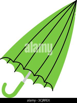 Icône de parapluie fermé vert, illustration de parasol plié minimaliste avec un design vectoriel propre pour le décor et les applications Illustration de Vecteur