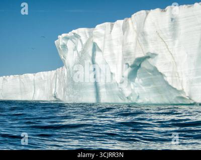 Cascade du glacier de Bråsvellbreen Vibebukta Nordaustlandet Svalbard // NORDEAUSTLANDET, Svalbard — Une grande cascade coule du bord du glacier de Bråsvellbreen lorsque l'eau de fonte coule vers la mer. Bråsvellbreen est l'un des plus grands glaciers du Svalbard, situé dans la partie nord-est de l'île Nordaustlandet. Le front de glace du glacier est caractérisé par des falaises spectaculaires d'où émergent des ruisseaux d'eau de fonte et des cascades pendant les périodes plus chaudes. Cette fonte glaciaire contribue de manière significative au milieu marin environnant. Banque D'Images