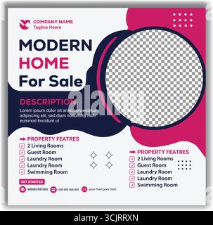 Vente de biens immobiliers créatifs vente de médias sociaux Post Template Pack Square Web Banner Vector Illustration de Vecteur