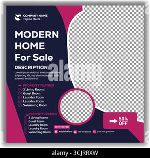 Modern Real Estate Home Sale publication de médias sociaux et modèle de bannière Bundle conception vectorielle modifiable Illustration de Vecteur
