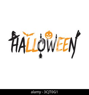 Dessin de contour noir et blanc d'un fantôme de dessin animé mignon avec un visage effrayant, parfait pour les thèmes d'Halloween, les icônes ou les dessins festifs. Illustration de Vecteur