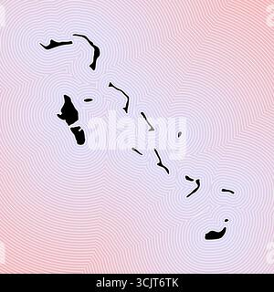 Icône de la carte des Bahamas. Forme de pays sur fond dégradé rayé radiant. Affiche vibrante des Bahamas. Illustration vectorielle élégante. Illustration de Vecteur