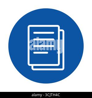 Cercle bleu simple avec une icône de document minimaliste représentant la paperasserie et l'organisation. Parfait pour les projets numériques et les matériaux d'impression rela Illustration de Vecteur