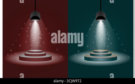 Scène spectaculaire éclairage de podium rouge et bleu montrant la scène de présentation Illustration de Vecteur