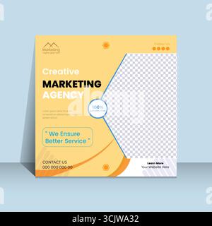 Stratégie de marketing numérique conception moderne formes géométriques jaunes et image de substitution pour le contenu Illustration de Vecteur