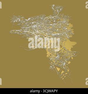 Liège City en Belgique carte routière de rue, image vectorielle d'illustration de contour Illustration de Vecteur