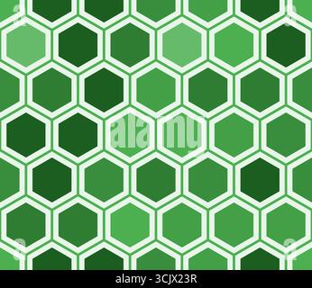 Fond de formes géométriques hexagonales. Motif hexagonal simple avec cellules solides internes. Tons verts. Grandes formes hexagonales. Design sans couture. Illustration de Vecteur