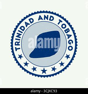 Emblème de Trinité-et-Tobago. Timbre rond de pays avec la forme de Trinité-et-Tobago, isolines et texte rond. Badge incroyable. Illustration de Vecteur