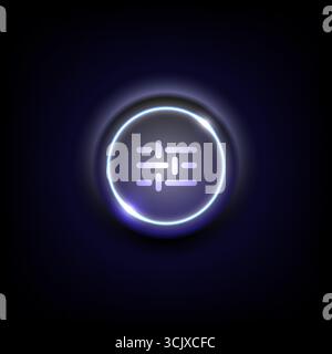 Bouton lumineux bleu néon brillant avec un symbole abstrait numérique, concept futuriste de conception d'interface utilisateur, illustration vectorielle Illustration de Vecteur