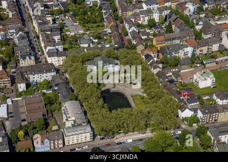 Vue aérienne, Schillerplatz, maison de retraite, Hamm, région de la Ruhr, Rhénanie-du-Nord-Westphalie, Allemagne, vue sur la ville, architecture, urbain, quartier résidentiel, publi Banque D'Images
