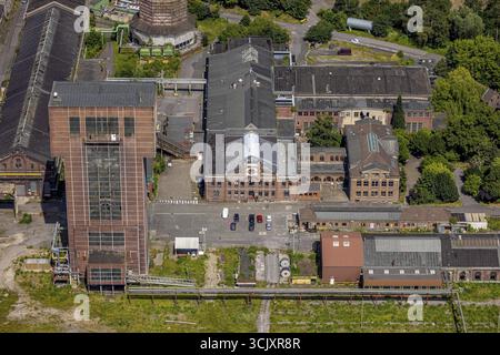 Vue aérienne, CreativRevier Hamm, tour de marteau à l'ancienne mine Bergwerk Ost Heinrich Robert, quartier Herringen, Hamm, région de la Ruhr, Rhin du Nord Banque D'Images