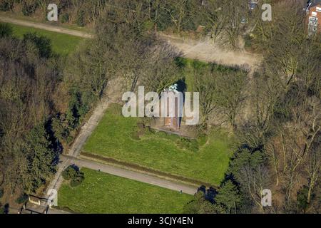 Vue aérienne, mémorial Gelsenkirchen-Buer, monument historique de guerre, Buer, Gelsenkirchen, région de la Ruhr, Rhénanie du Nord-Westphalie, Allemagne, mémorial, GE Banque D'Images