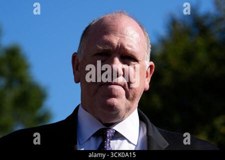 Le tsar de la frontière de la Maison Blanche Tom Homan parle aux journalistes devant la Maison Blanche à Washington le 9 septembre 2025. Photo de Yuri Gripas/ABACAPRESS.COM Banque D'Images