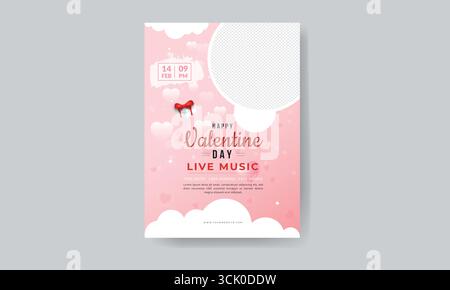 Bonne Saint-Valentin Party Flyer Design et bannières d'offre spéciale Saint-Valentin Illustration de Vecteur