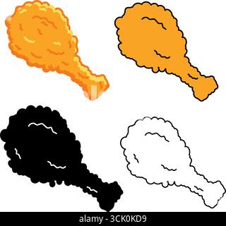 Placez le paquet de poulet frit ICON Fast Food dans un dessin isolé vectoriel, Silhouette, plat et Uni Illustration de Vecteur