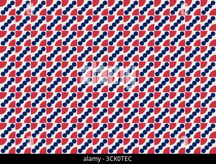 Un motif géométrique répétitif avec un motif rouge et bleu sur fond blanc. Banque D'Images