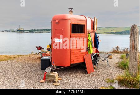 Cromarty Highland Écosse sur la plage un sauna dans un boite à cheval Banque D'Images