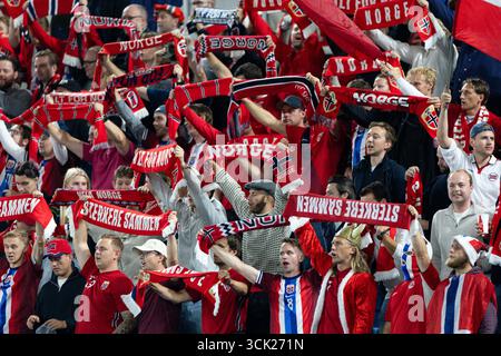 Oslo, Norvège. 09th Sep, 2025. Les supporters de la Norvège sont vus lors des qualifications européennes de l'UEFA pour la Coupe du monde de football 2026 entre la Norvège et la Moldavie au stade Ullevaal à Oslo, Norvège crédit : SPP Sport Press photo. /Alamy Live News Banque D'Images