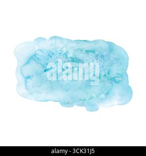 Grande tache d'aquarelle bleue avec des stries. Illustration aquarelle abstraite faite à la main. Dessin pour flans, scrapbooking, journalisation. Rayure, ligne Banque D'Images