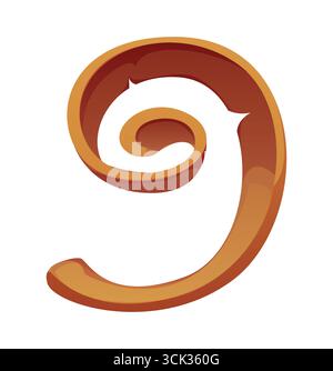 Police pirates de dessin animé ou corsaires caribéens numéros de police, type de vecteur. Police de bateau pirate numéro 9 neuf en forme de rasage de bois pour la marine maritime ou la construction navale et la voile aventure police Illustration de Vecteur