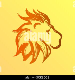 Image dessinée à la main d'un lion. Tête de lion. Style artistique moderne. Élément d'identité de marque. Concept créatif Illustration de Vecteur