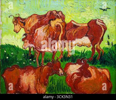 Vincent van Gogh, vaches (d'après Jordaens), peinture à l'huile sur toile, 1890 Banque D'Images